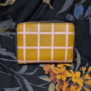 Fossil Mustard and Pink Grid Wallet